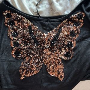 Sequin butterfly sleeve